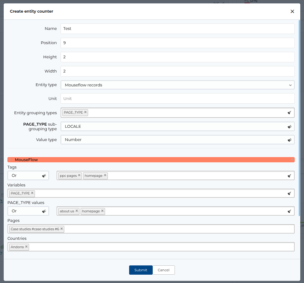 Create Entity counter
