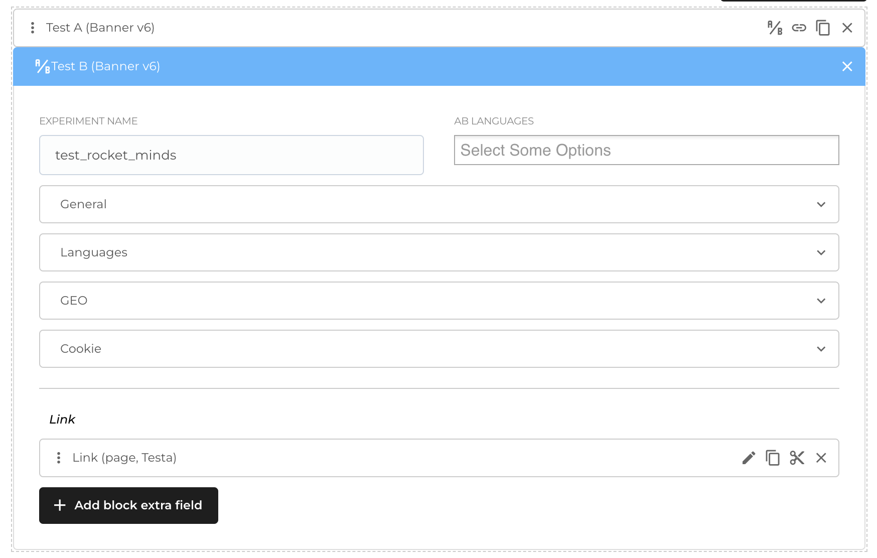 Page block (local) configuration
