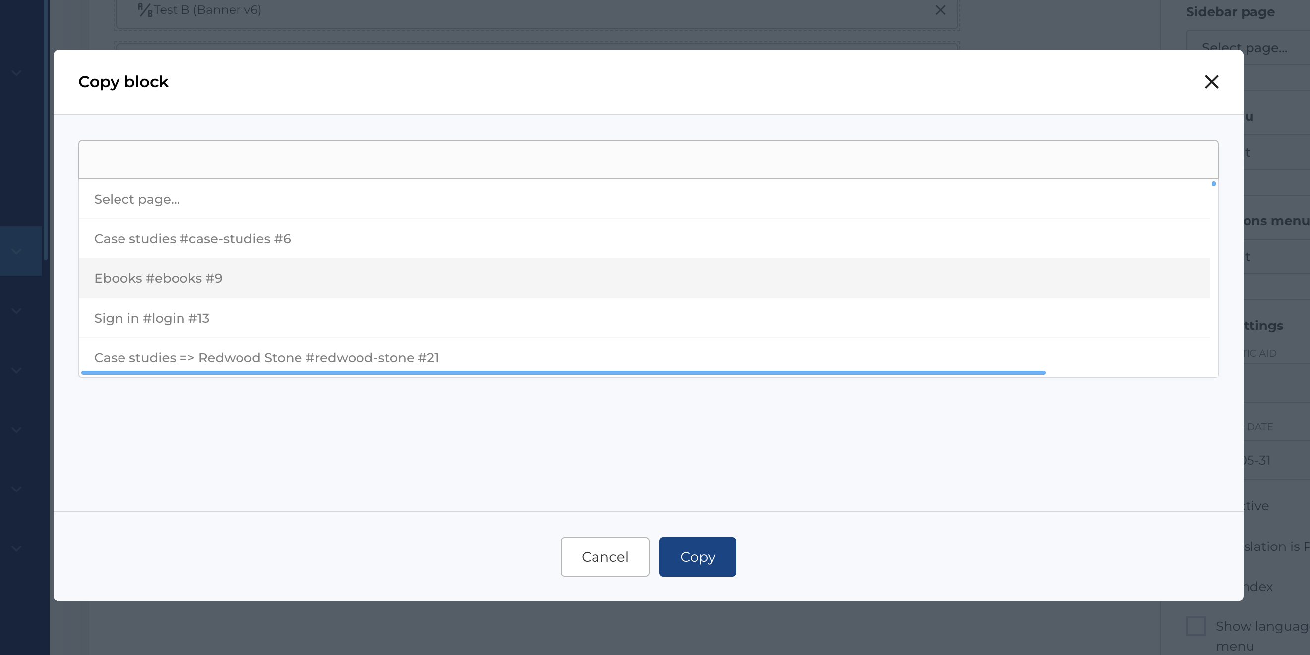 Page block (local) configuration