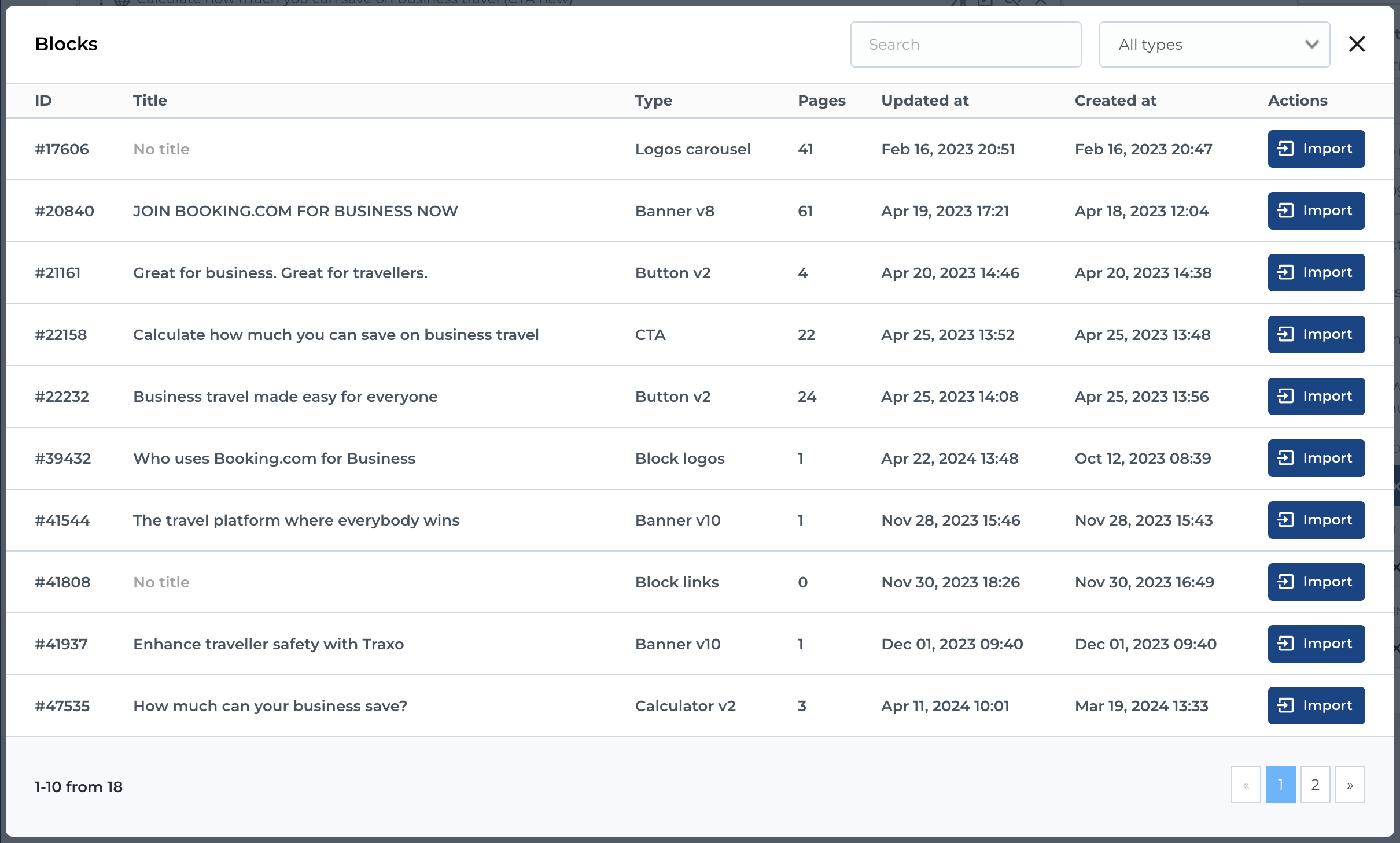 Page blocks (local blocks)